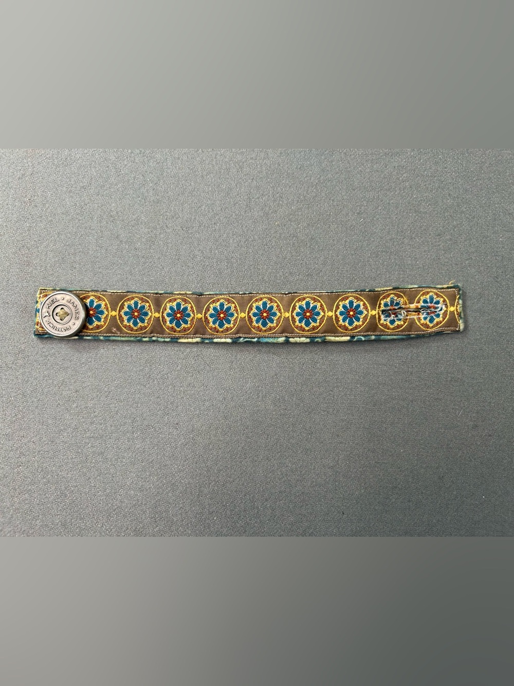 Kiel James Patrick Brown Bracelet with‎ Blue Floral Medallions and Gold Accents
